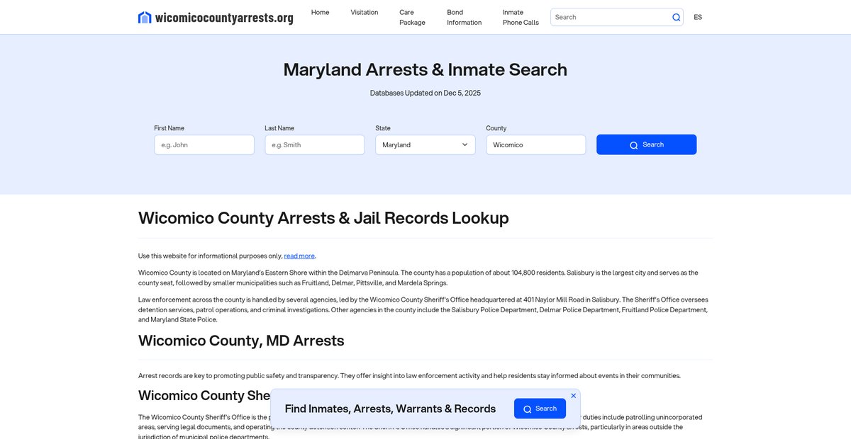 Preview of wicomicocountyarrests.org