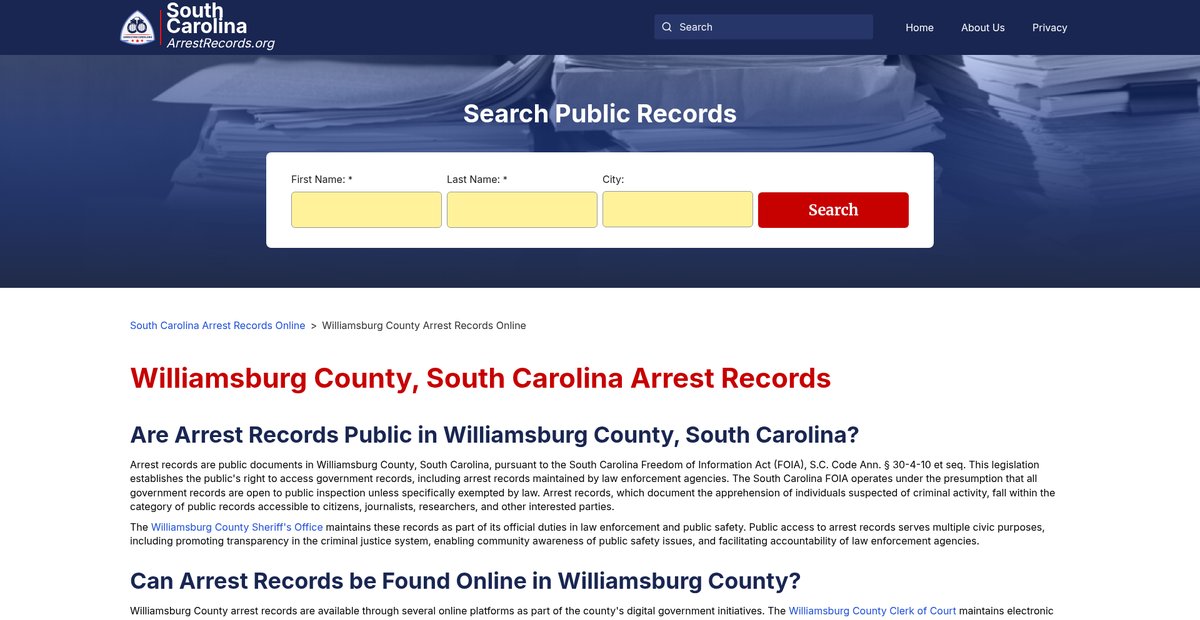 Preview of southcarolinaarrestrecords.org