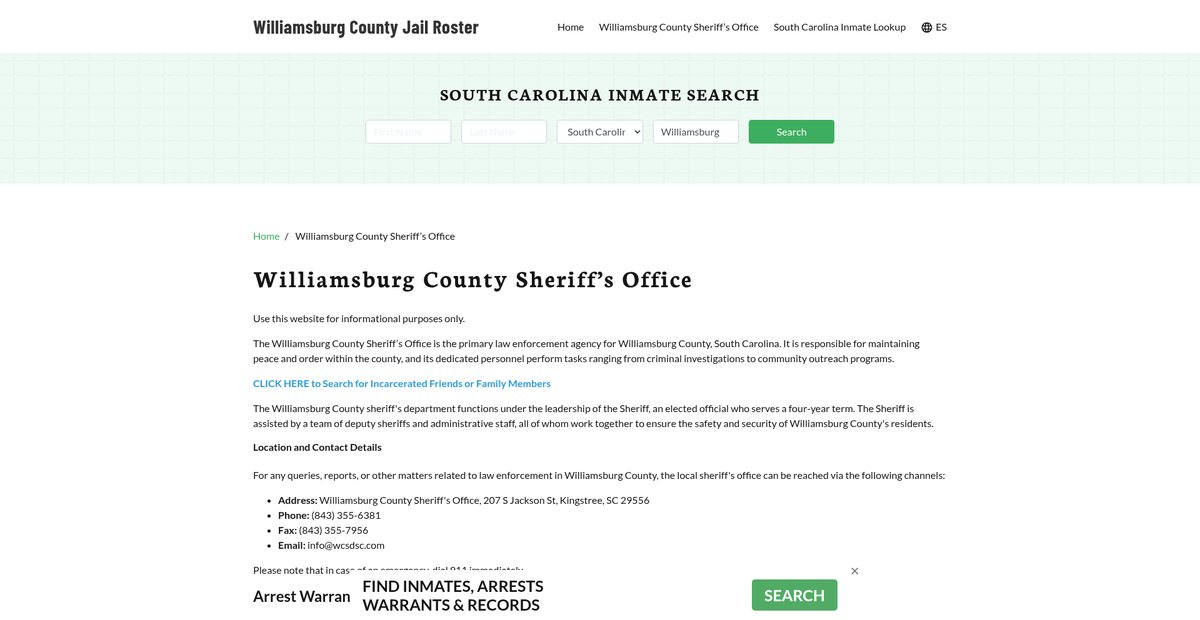 Preview of williamsburgcountyjail.org