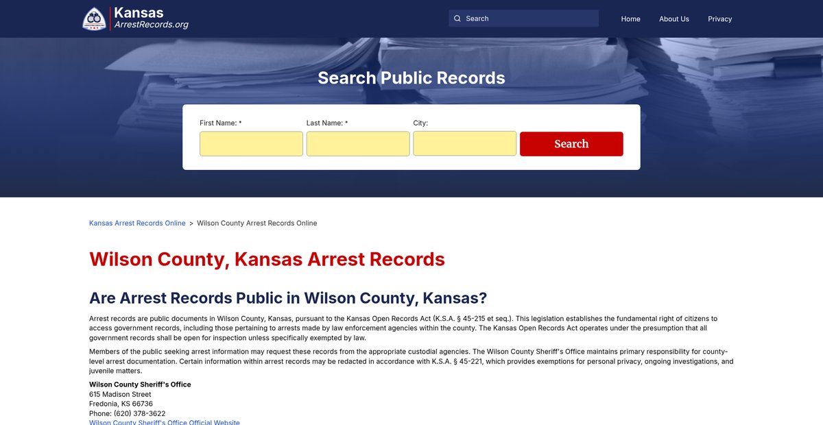 Preview of kansasarrestrecords.org