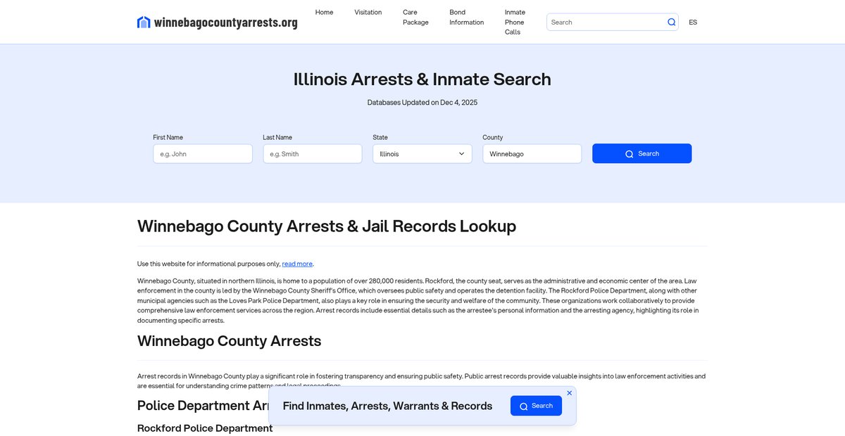 Preview of winnebagocountyarrests.org