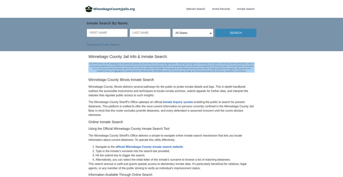 Preview of winnebagocountyjails.org