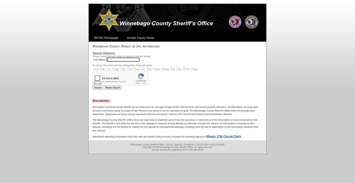 Preview of inmates.winnebagosheriff.com