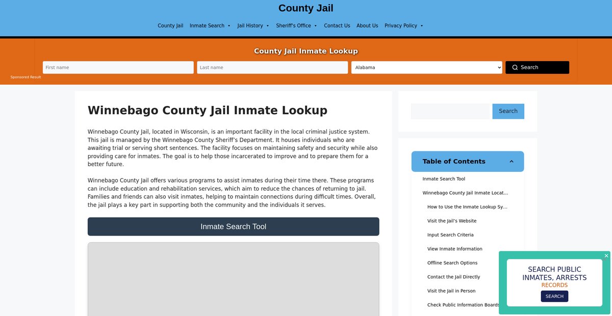 Preview of winnebago.countyjail.org
