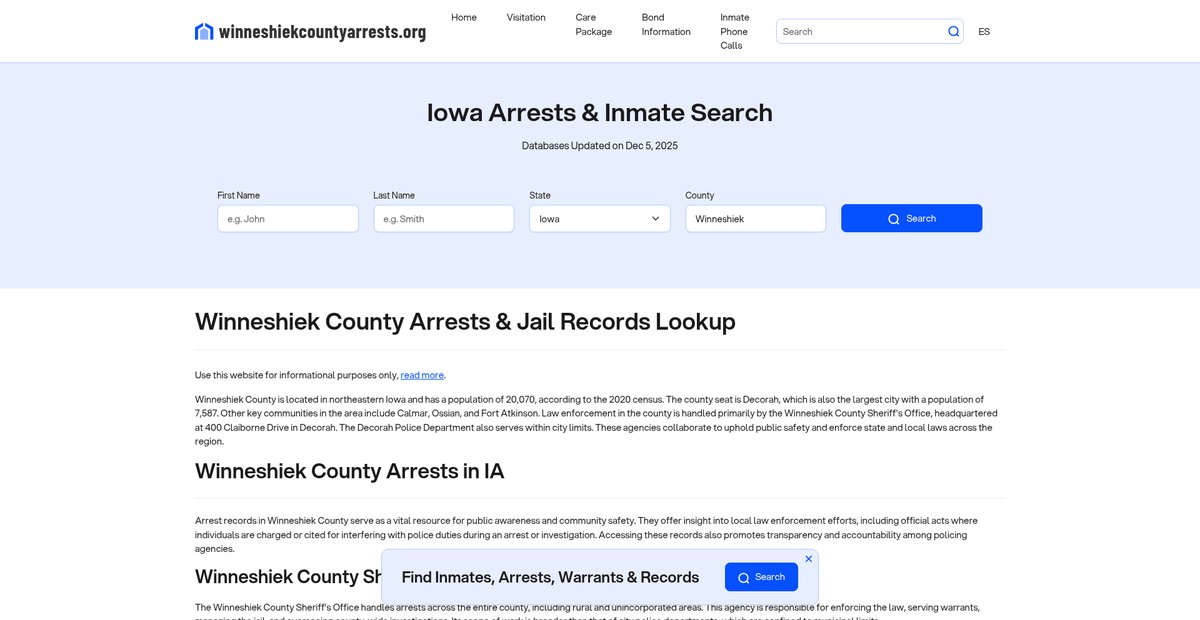 Preview of winneshiekcountyarrests.org