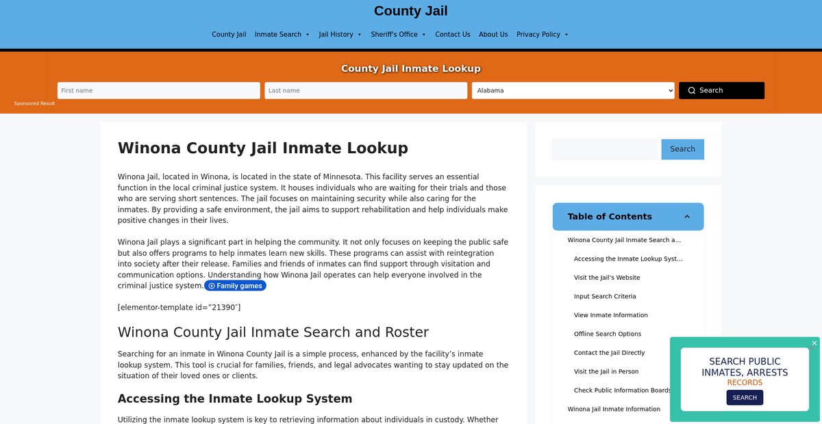 Preview of winona.countyjail.org