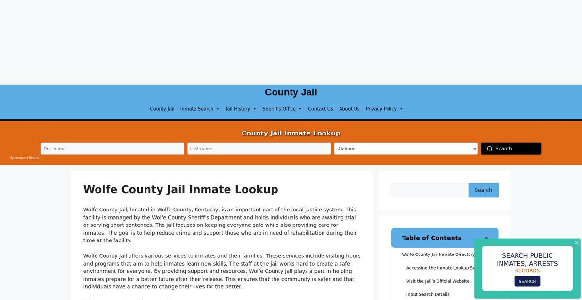 Preview of wolfe.countyjail.org