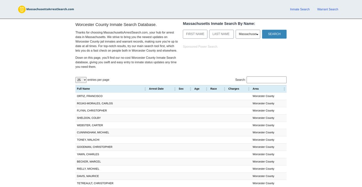 Preview of massachusettsarrestsearch.com