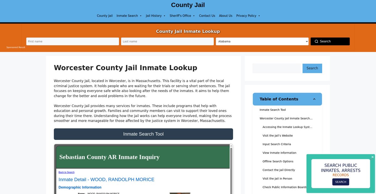 Preview of worcester.countyjail.org