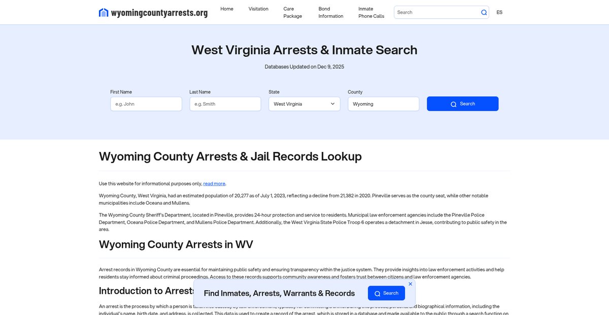 Preview of wyomingcountyarrests.org
