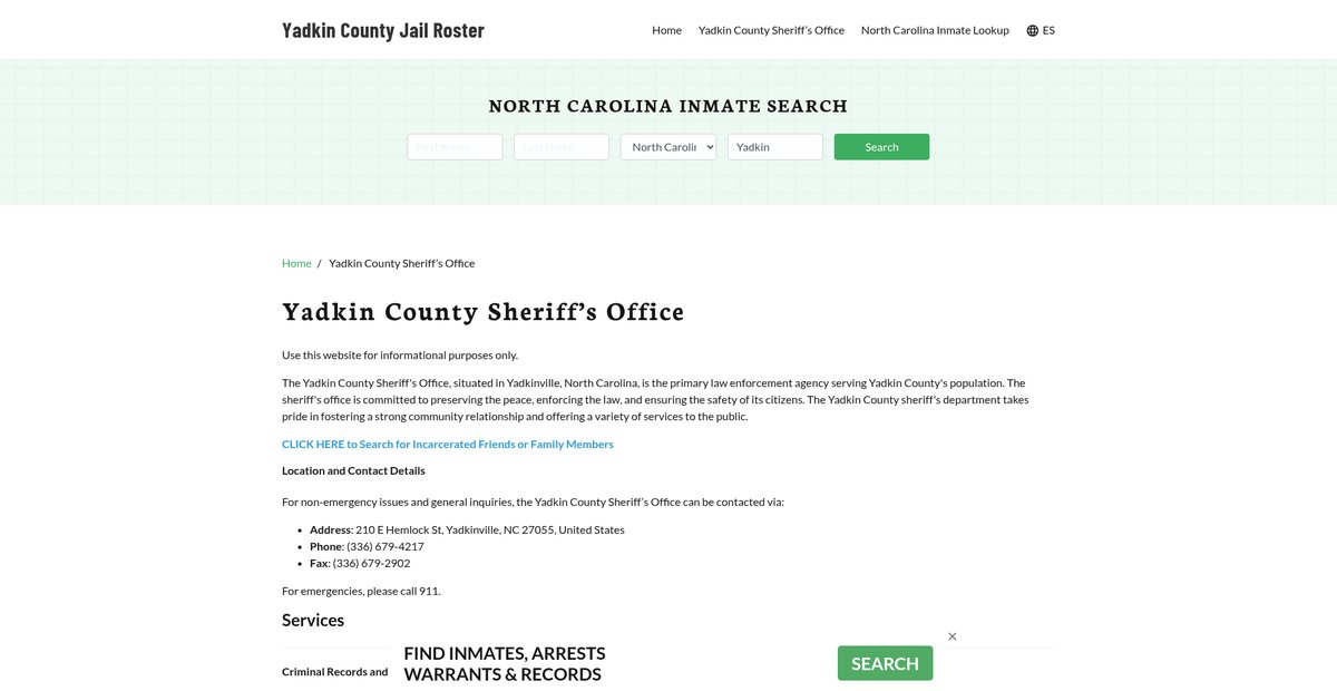 Preview of yadkincountyjail.org