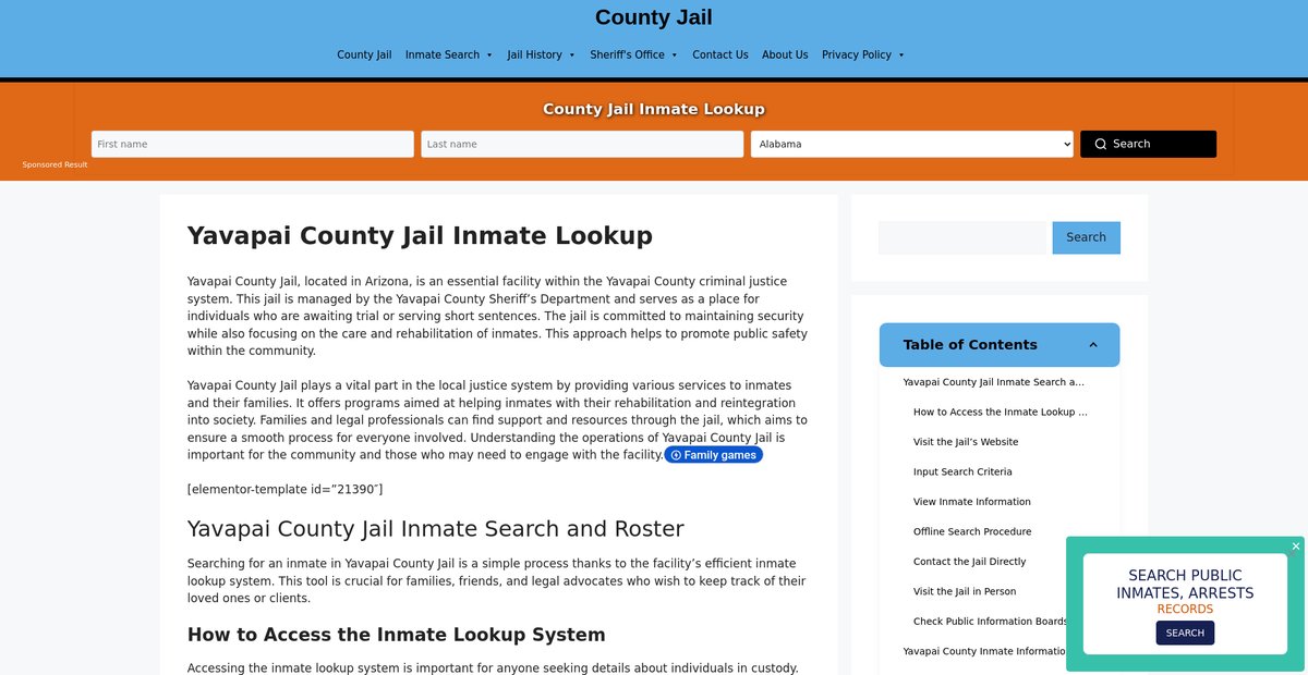 Preview of yavapai.countyjail.org