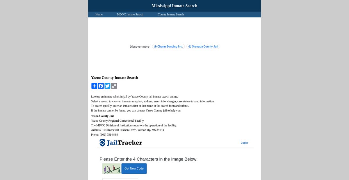Preview of inmatesearchmississippi.org