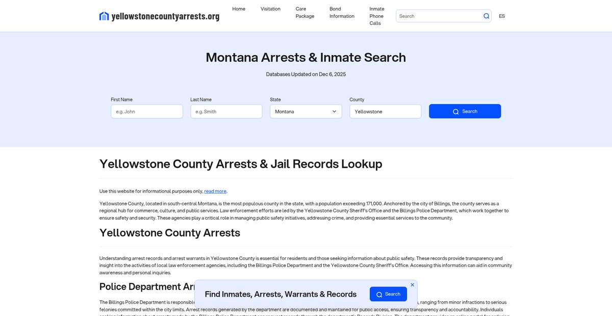 Preview of yellowstonecountyarrests.org