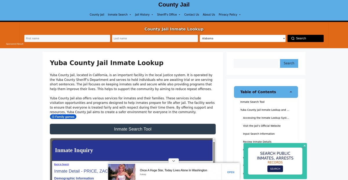 Preview of yuba.countyjail.org