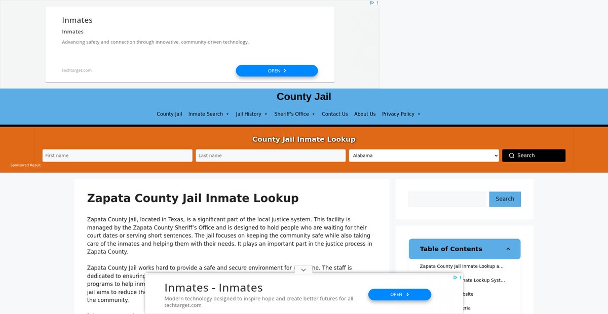 Preview of zapata.countyjail.org