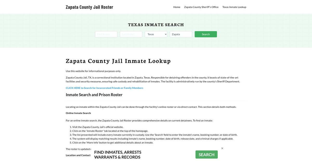 Preview of zapatacountyjail.org